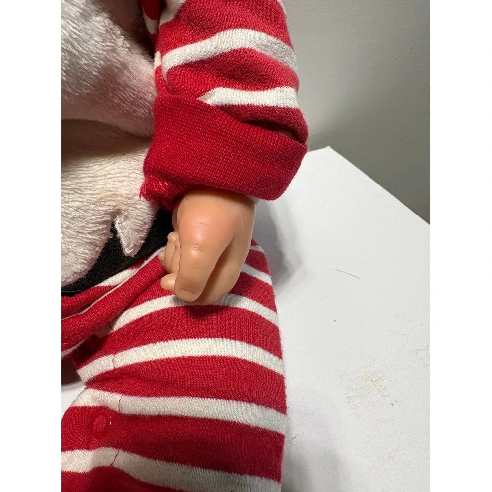 Berenguer Realistic Baby Doll Red White Striped Holiday Gnome Outfit 14 Inch